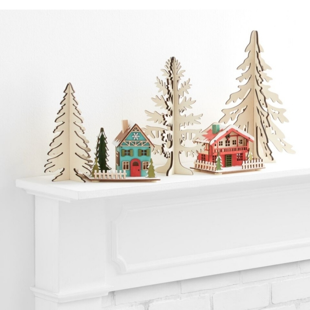 Laser Cut Wood Dimensional Tree Decor 3 Pack